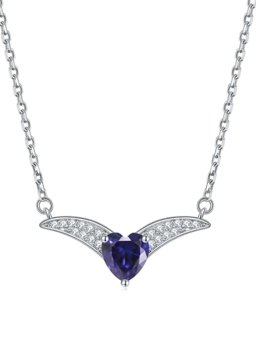 Tanzanian blue [December] 925 Sterling Silver Birthstone Heart Dainty V Shape Pendant Necklace